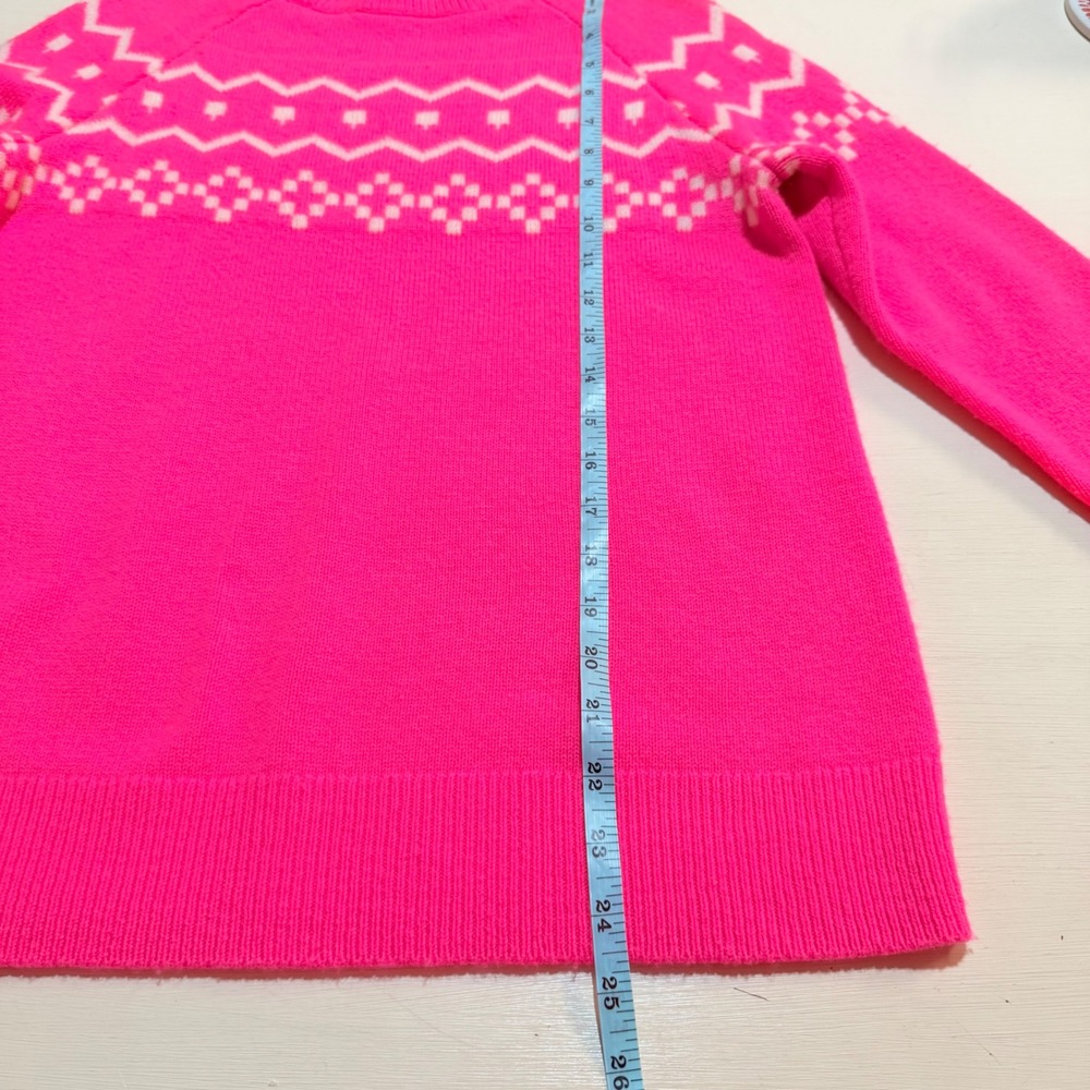 Sail to Sable STS Hot Pink Fair Isle Wool Cashmere Sweater Small Pink Cream - Picture 5 of 6
